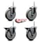 Service Caster 5 Inch Gray Polyurethane Wheel Swivel 34 Inch Threaded Stem Caster Set 2 Brakes SCC SCC-TS20S514-PPUB-34212-2-PLB-2 - alternate 2